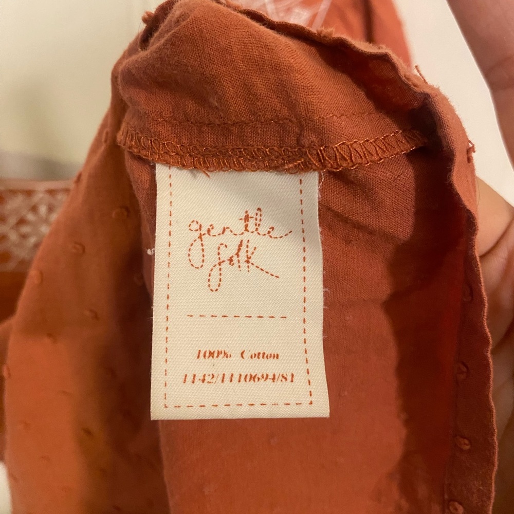 anthropologie Gentle Folk Embroidered Blouse • 10 Medium - Picture 4 of 6